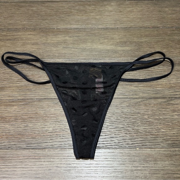 Victoria's Secret PINK High Leg Black Mesh V-String Panty XXL Lingerie NWT - Picture 1 of 10